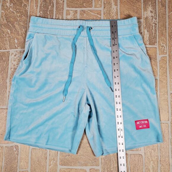 Juicy Couture Luxe Velour Long Short Spring Blue Size Large - Picture 4 of 6